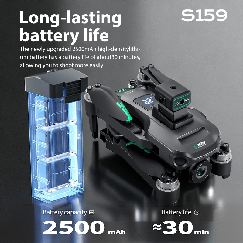 ZNLYRIONS159 GPS Drone with Built-in Screen Remote 8K Camera Brushless Motor Optical Flow + GPS Dual Positioning and Auto Return Home