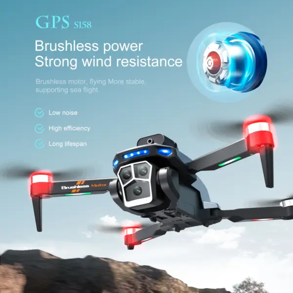 ZNLYRION Foldable GPS Drone S158 with 4K Triple Camera Optical Flow Positioning 2KM Control Range and 5G WIFI FPV
