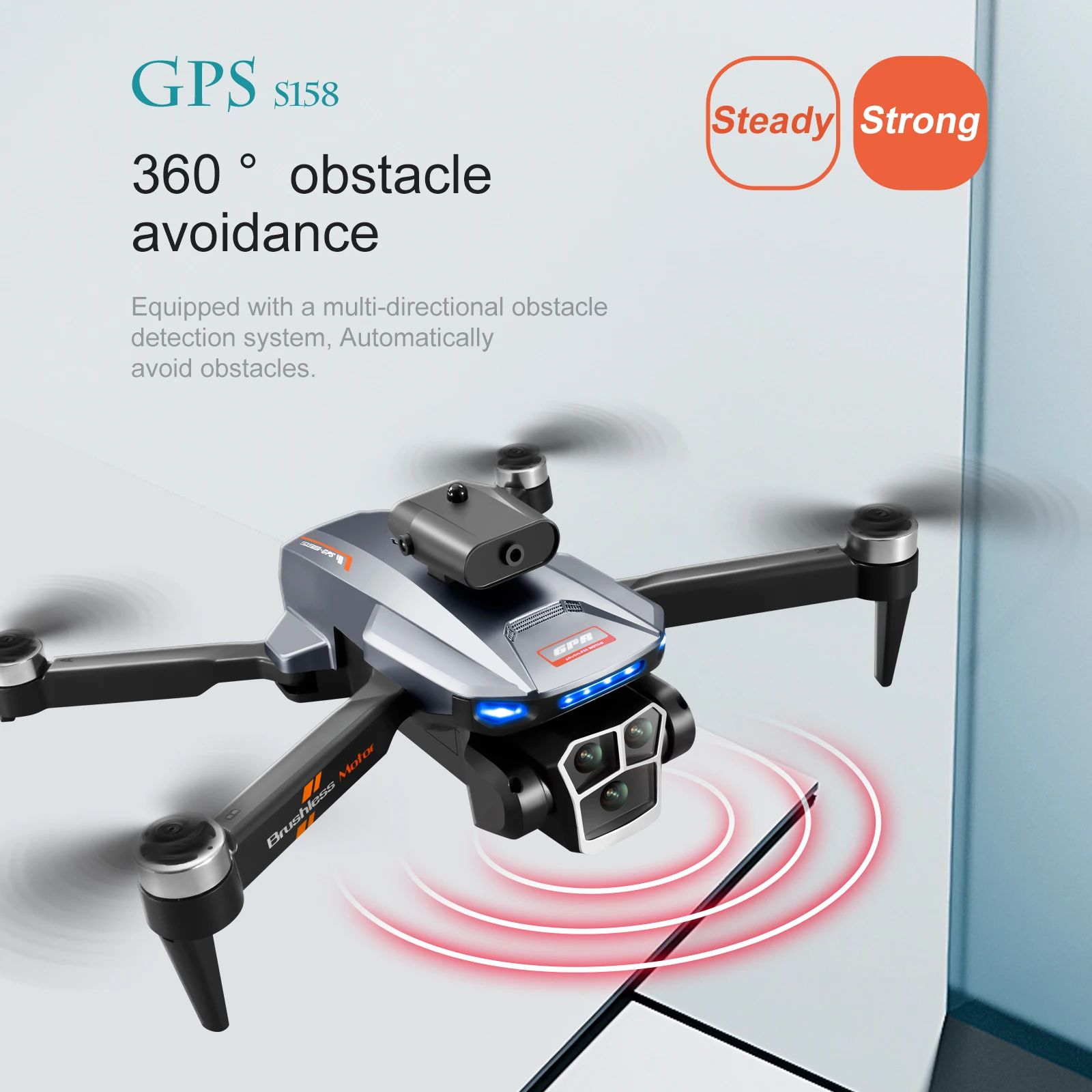 S158 GPS Drone with Triple Camera, 360° Obstacle Avoidance, Brushless Motor, 5G Image Transmission, and Auto Return Home