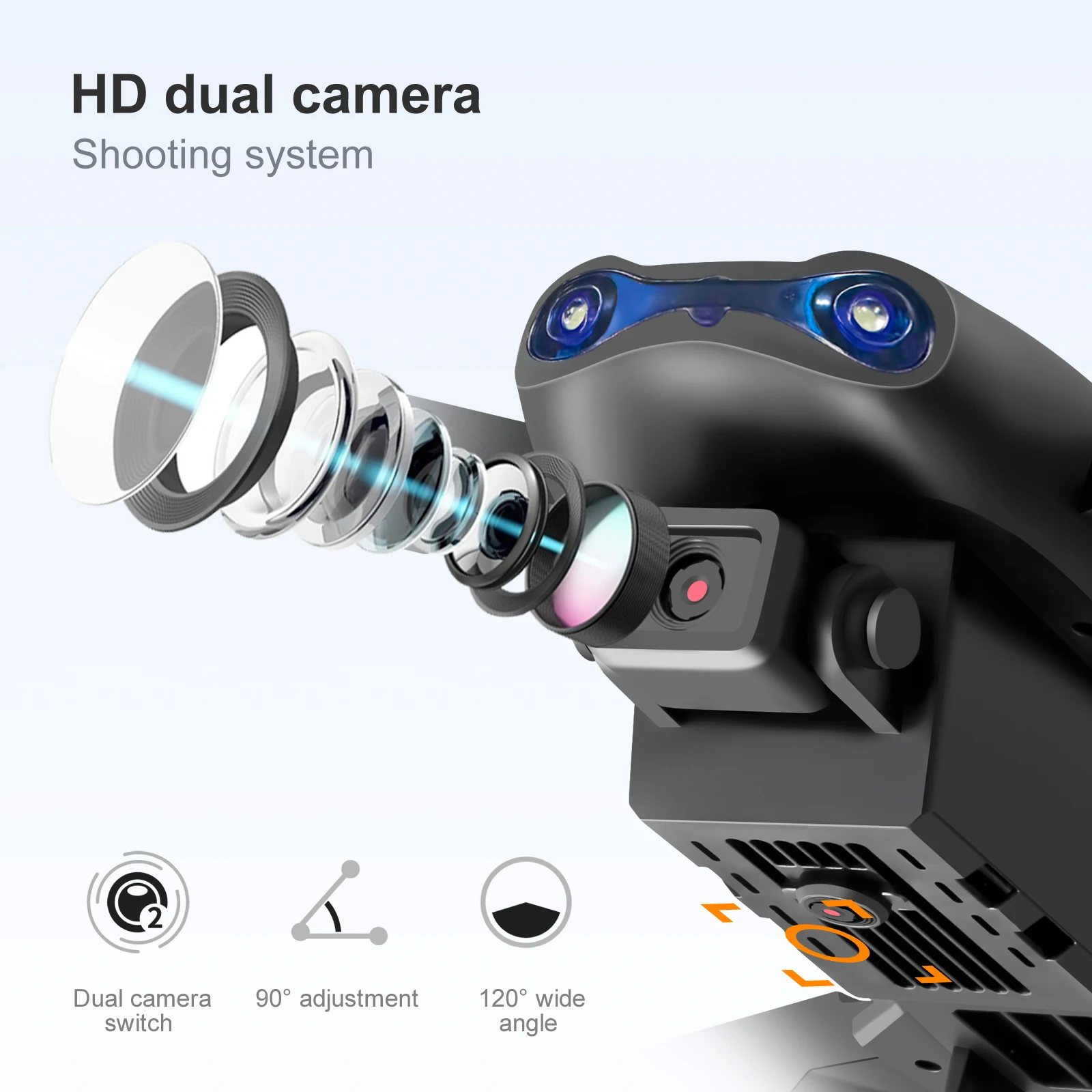 ZNLYRION Drone Toy Dual Camera FPV Drone Optical Flow Hover Foldable RC Quadcopter APP Path Flight Beginner Drone Toy