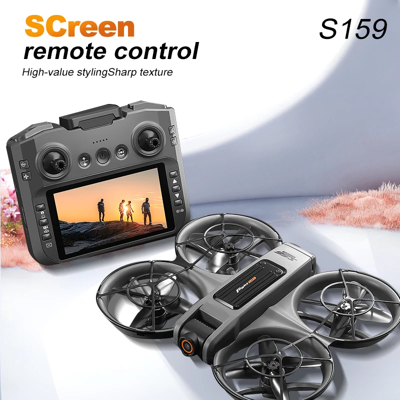 ZNLYRION S156 Brushless Drone with 4.5-inch Screen Remote 720P HD Camera 360° Protection Optical Flow Hover 15Mins Flight RC Quadcopter
