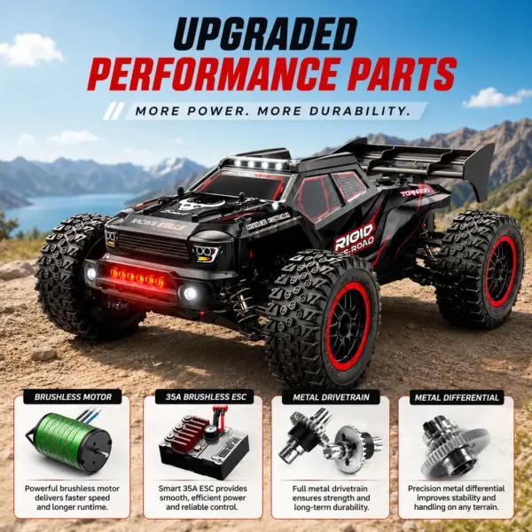 ZNLYRION High Speed Brushless RC Truck SG316MAX Full Metal Gear Differential 2.4Ghz 300M Remote Distance LED Headlight Big Foot RC Car For Adult Hobby