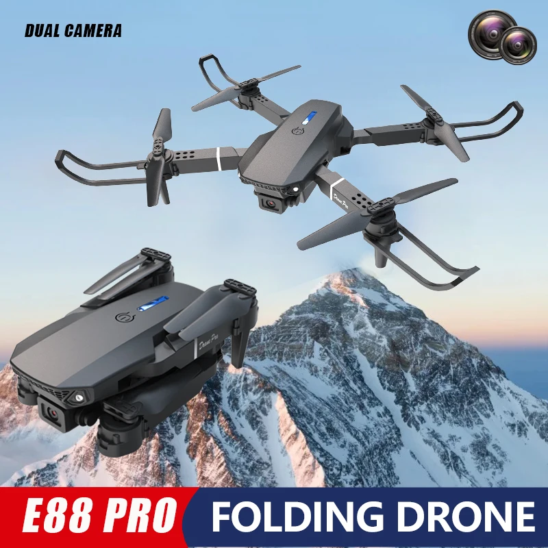 ZNLYRION E88 Pro 4K HD Dual Camera Drone Foldable Design Smart Hover 2.4G Remote Control Drone with LED Light for Beginners Kids Adults