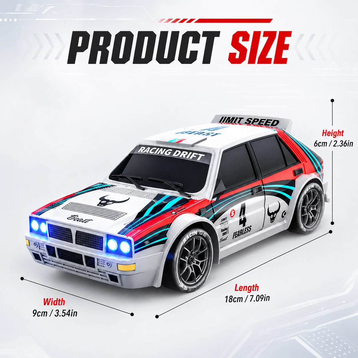 ZNLYRION 204PRO 1:24 4WD RC Drift Car 20KM/H High Speed 2.4G Remote Control Racing Car With 2 Sets Tires Front&Rear LED Lights 2 Speed Mode Hobby RC Vehicle