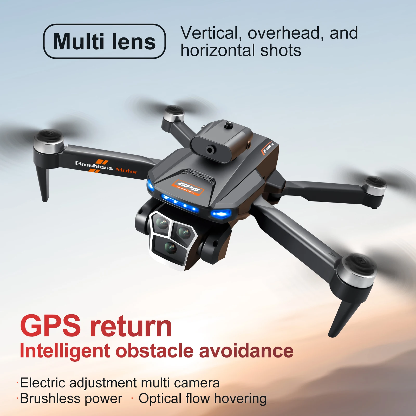 S158 GPS Drone with Triple Camera, 360° Obstacle Avoidance, Brushless Motor, 5G Image Transmission, and Auto Return Home