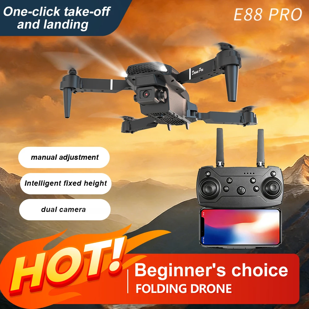 ZNLYRION E88 Pro RC Drone with 4K Dual Camera 15Mins Battery Life Altitude Hold and Foldable Design Perfect for Indoor & Outdoor Use