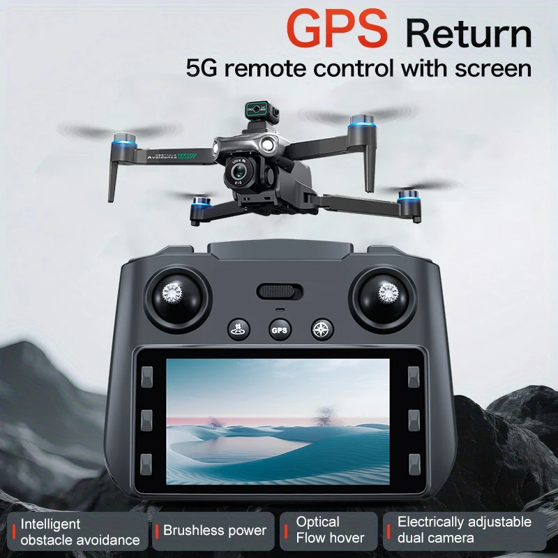 ZNLYRIONS159 GPS Drone with Built-in Screen Remote 8K Camera Brushless Motor Optical Flow + GPS Dual Positioning and Auto Return Home