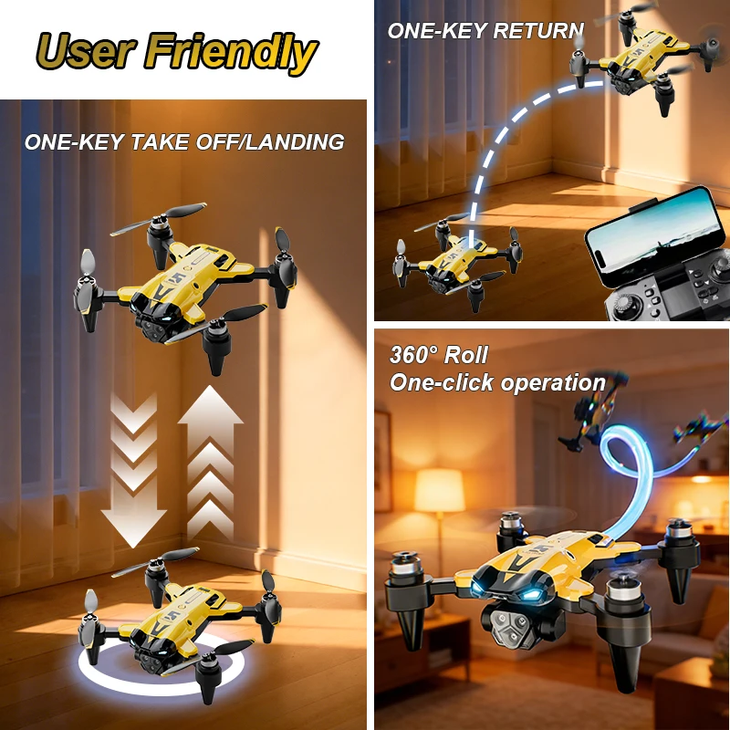 ZNLYRION Mini Drone M5 Brushless8K Three Cameras Optical Flow Hover Foldable FPV RC Quadcopter Obstacle Avoidance Drone Toy