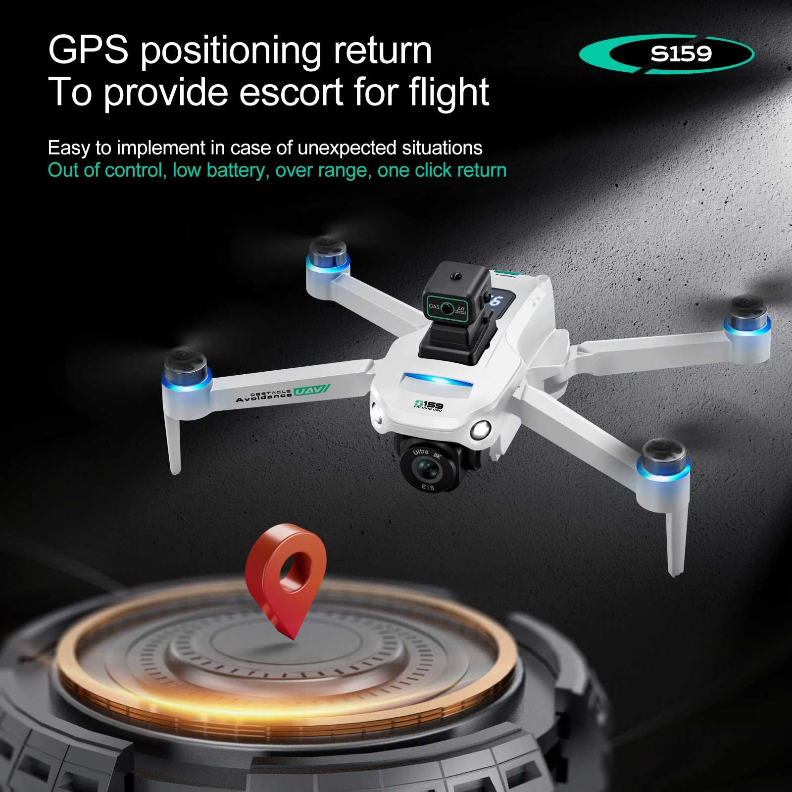 ZNLYRION Brushless GPS Drone with 8K Camera S159 5G FPV Optical Flow Hover and 20Mins Flight Time