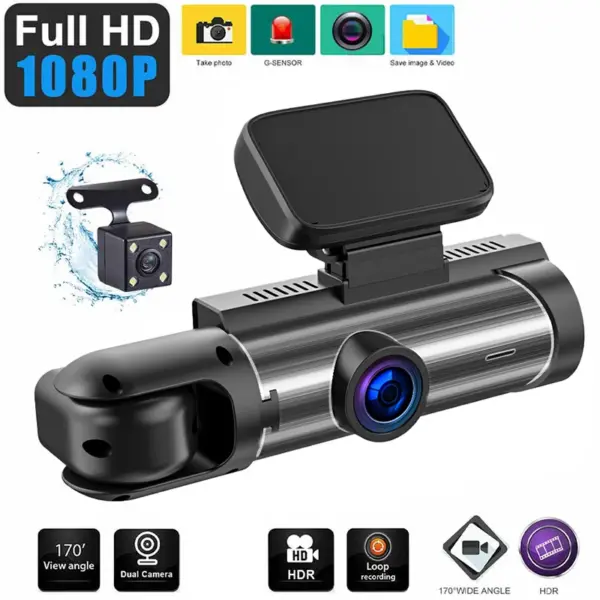 ZNLYRION Triple Lens 1080P Car Dash Cam 3 Way Front Cabin Rear Car Camera Night Vision Loop Recording Vehicle Dashboard Recorder