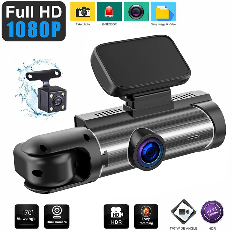 ZNLYRION 3 Channel Dash Cam FHD 1080P Front Inside Rear Triple Lens Car DVR Dashboard Camera Night Vision G-Sensor Loop Recording Motion Detection Car Dashcam