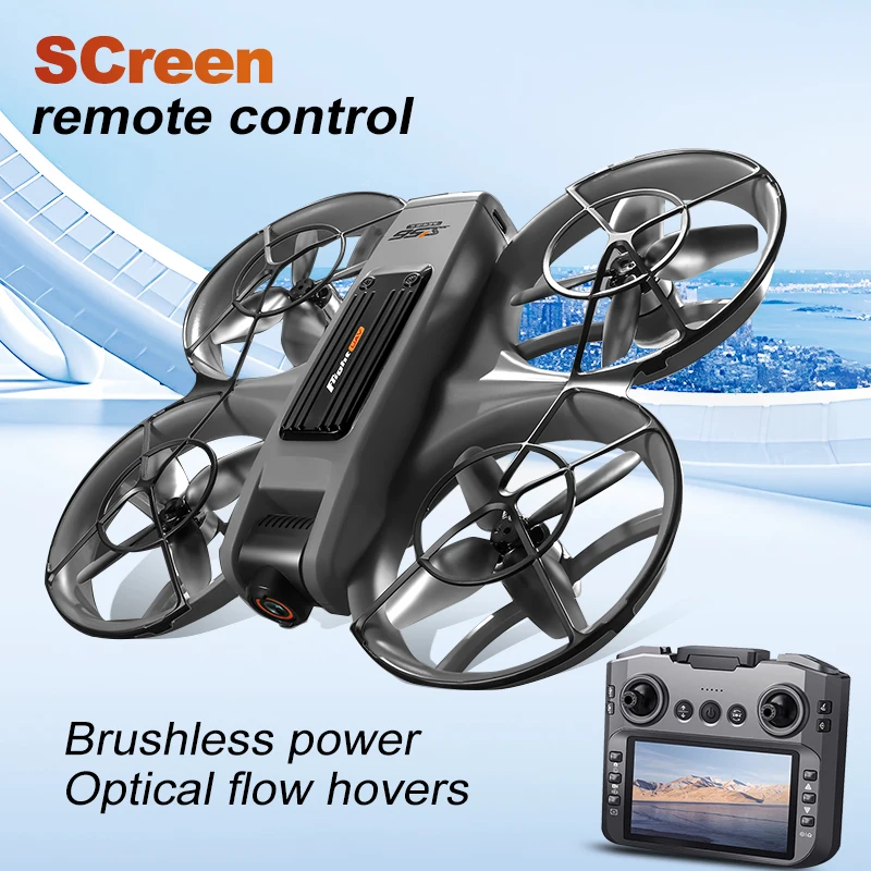 ZNLYRION S156 Brushless Drone with 4.5-inch Screen Remote 720P HD Camera 360° Protection Optical Flow Hover 15Mins Flight RC Quadcopter