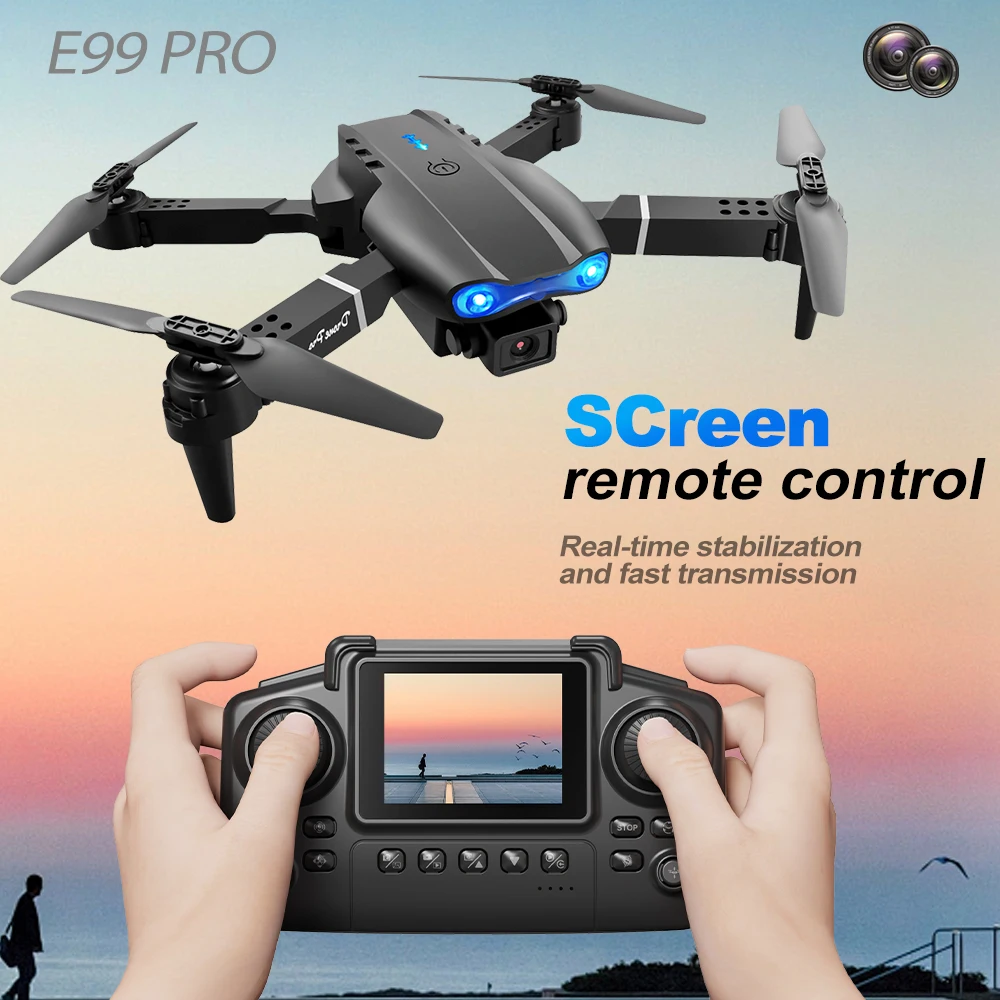 ZNLYRION RC Drone 4K Dual Camera E99 PRO Optical Flow Obstacle Avoidance Foldable FPV Quadcopter Toy for Beginners