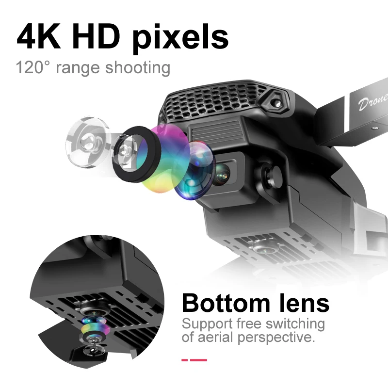 ZNLYRION E88 Pro 4K HD Dual Camera Drone Foldable Design Smart Hover 2.4G Remote Control Drone with LED Light for Beginners Kids Adults