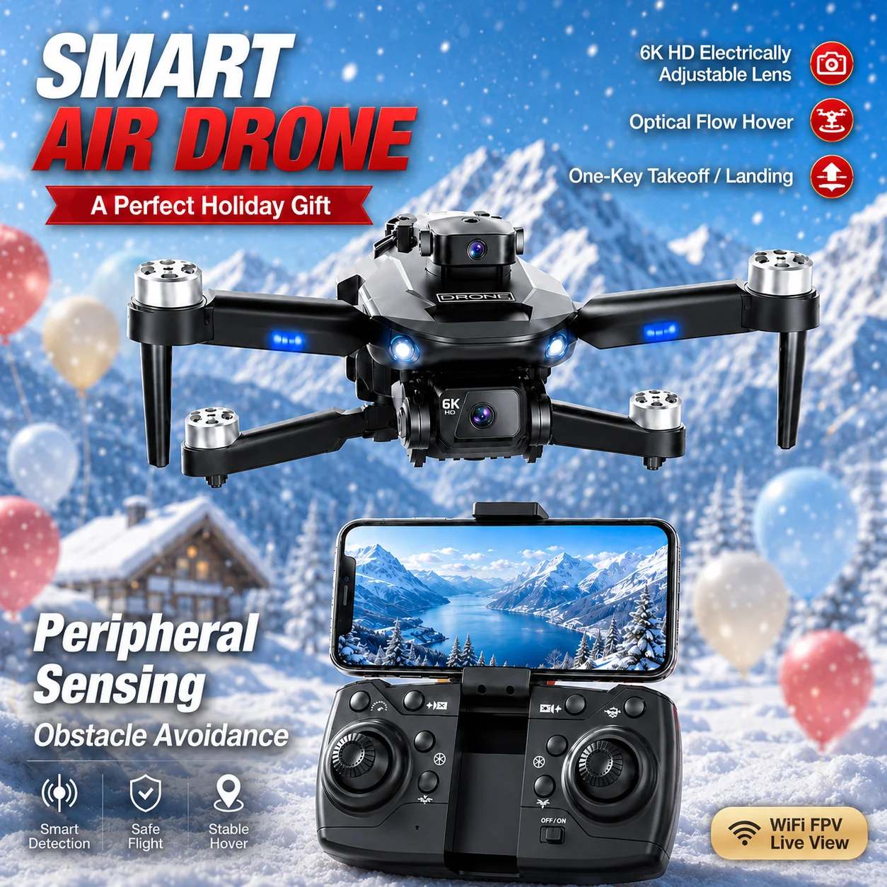 ZNLYRION 4K Dual Camera Brushless Drone F196 360° Obstacle Avoidance Optical Flow Positioning 20Mins Flight Time WIFI FPV RC Quadcopter