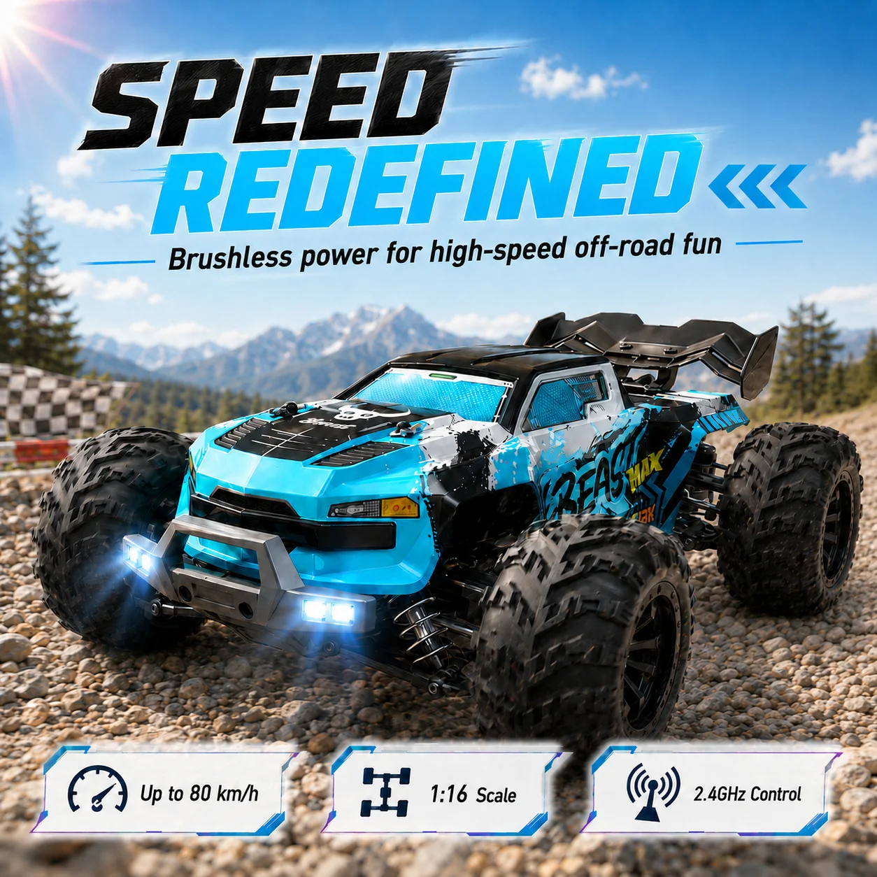 ZNLYRION RC Off-Road Monster Truck Buggy 1:16 4 Wheel Drive SG116MAX PRO Vehicle Optional Brushless Motor Anti-Slip Tire Remote Control Racing Truck