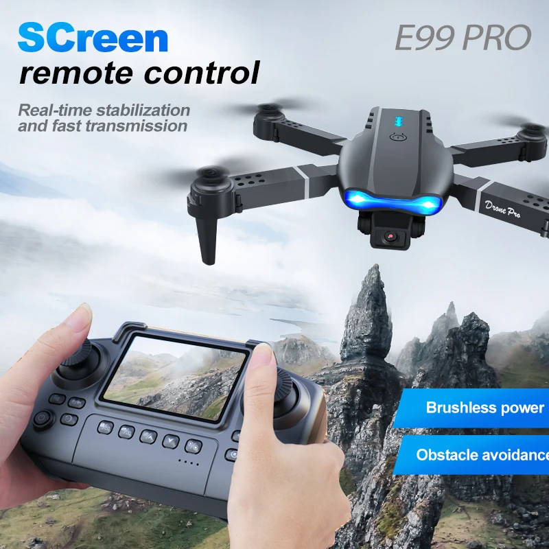 ZNLYRION RC Drone 4K Dual Camera E99 PRO Optical Flow Obstacle Avoidance Foldable FPV Quadcopter Toy for Beginners