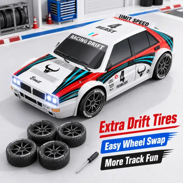 ZNLYRION 4WD RC Drift Car High Speed 20KM/H Chassis 2.4Ghz Radio Controlled Rally Racing Vehicle Two Kinds Tyres Night Light RC Hobby Gift