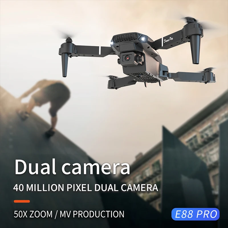 ZNLYRION E88 Pro RC Drone with 4K Dual Camera 15Mins Battery Life Altitude Hold and Foldable Design Perfect for Indoor & Outdoor Use