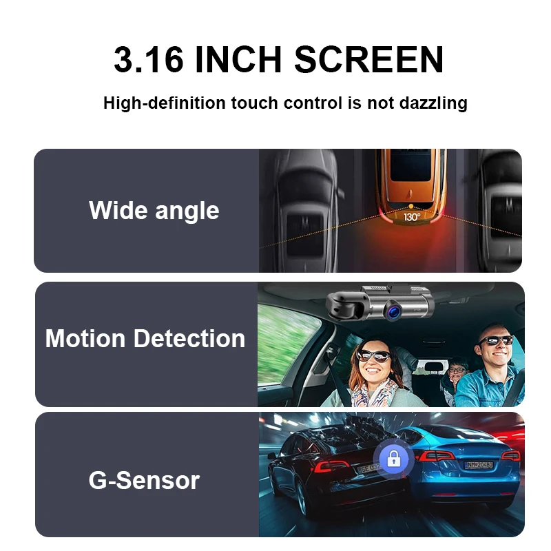 ZNLYRION 3 Channel Dash Cam FHD 1080P Front Inside Rear Triple Lens Car DVR Dashboard Camera Night Vision G-Sensor Loop Recording Motion Detection Car Dashcam