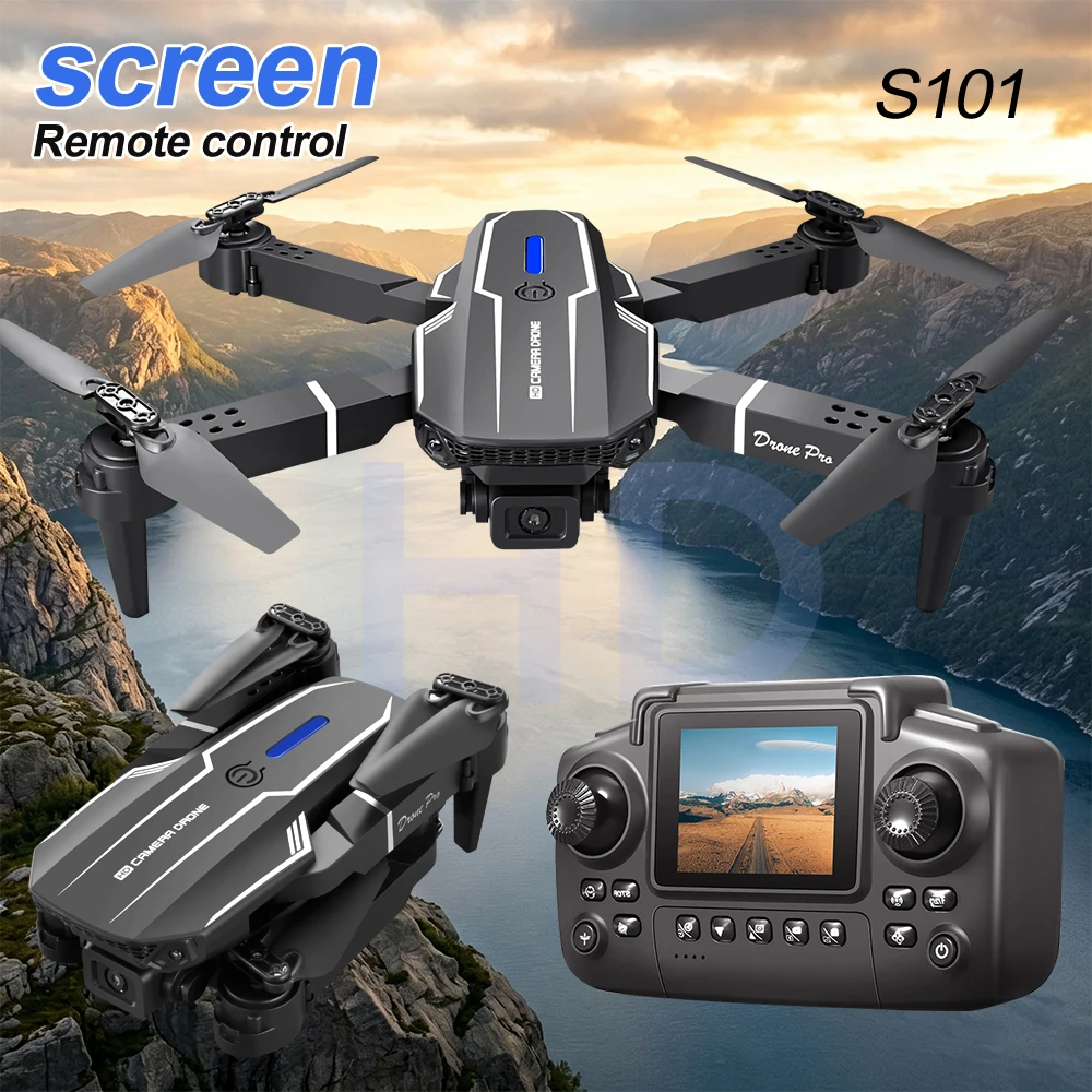 ZNLYRION 2.4Ghz S101 RC Drone with HD Dual Camera Altitude Hold Path Planning Flight 3-Speed Adjustable Foldable Drone Toy
