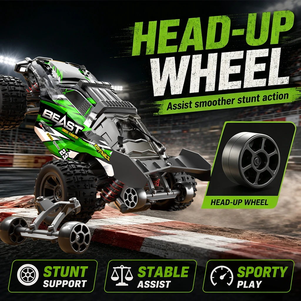 ZNLYRION 1:18 4WD RC Buggy Car 35KM/H High Speed Off Road RC Truck With Metal Chassis Head-up Wheel LED Headlight 2.4G Remote Control Hobby Toy Vehicle