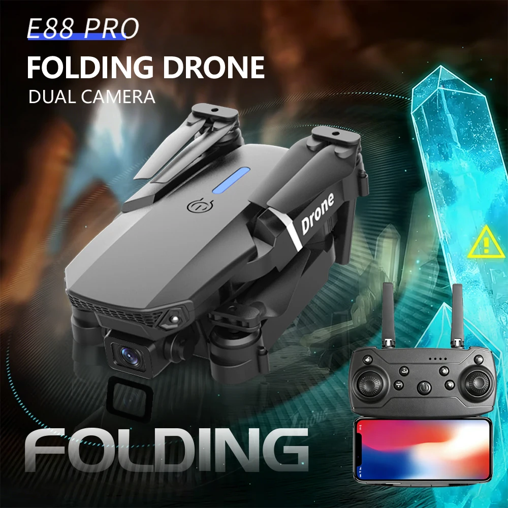 ZNLYRION E88 Pro RC Drone with 4K Dual Camera 15Mins Battery Life Altitude Hold and Foldable Design Perfect for Indoor & Outdoor Use