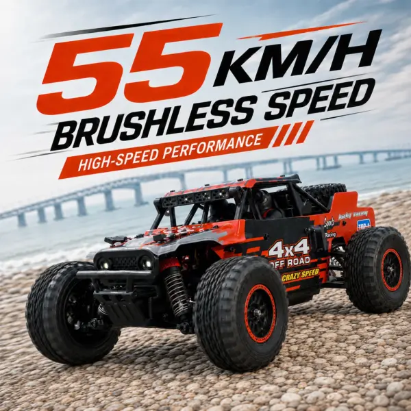 ZNLYRION RC Monster Truck SG202MAX Scale1:16 Truck 4WD Brushless 55KM/H 2.4G Remote Control Off-Road Car with LED Lights for Boys Adults