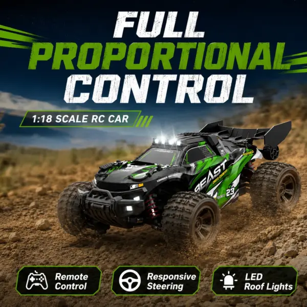 ZNLYRION 1:18 4WD RC Buggy Car 35KM/H High Speed Off Road RC Truck With Metal Chassis Head-up Wheel LED Headlight 2.4G Remote Control Hobby Toy Vehicle