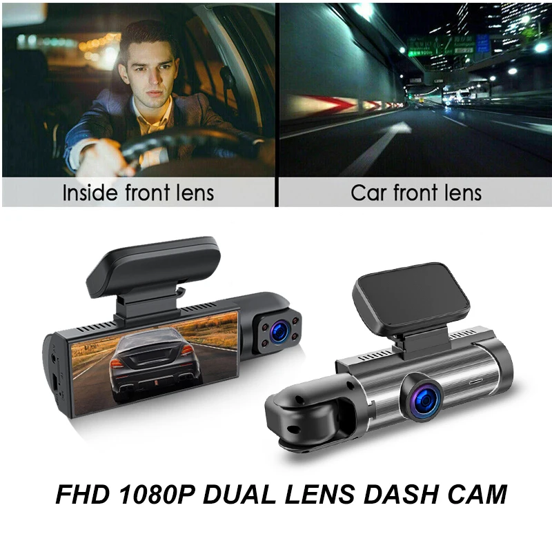 ZNLYRION 3 Channel Dash Cam FHD 1080P Front Inside Rear Triple Lens Car DVR Dashboard Camera Night Vision G-Sensor Loop Recording Motion Detection Car Dashcam