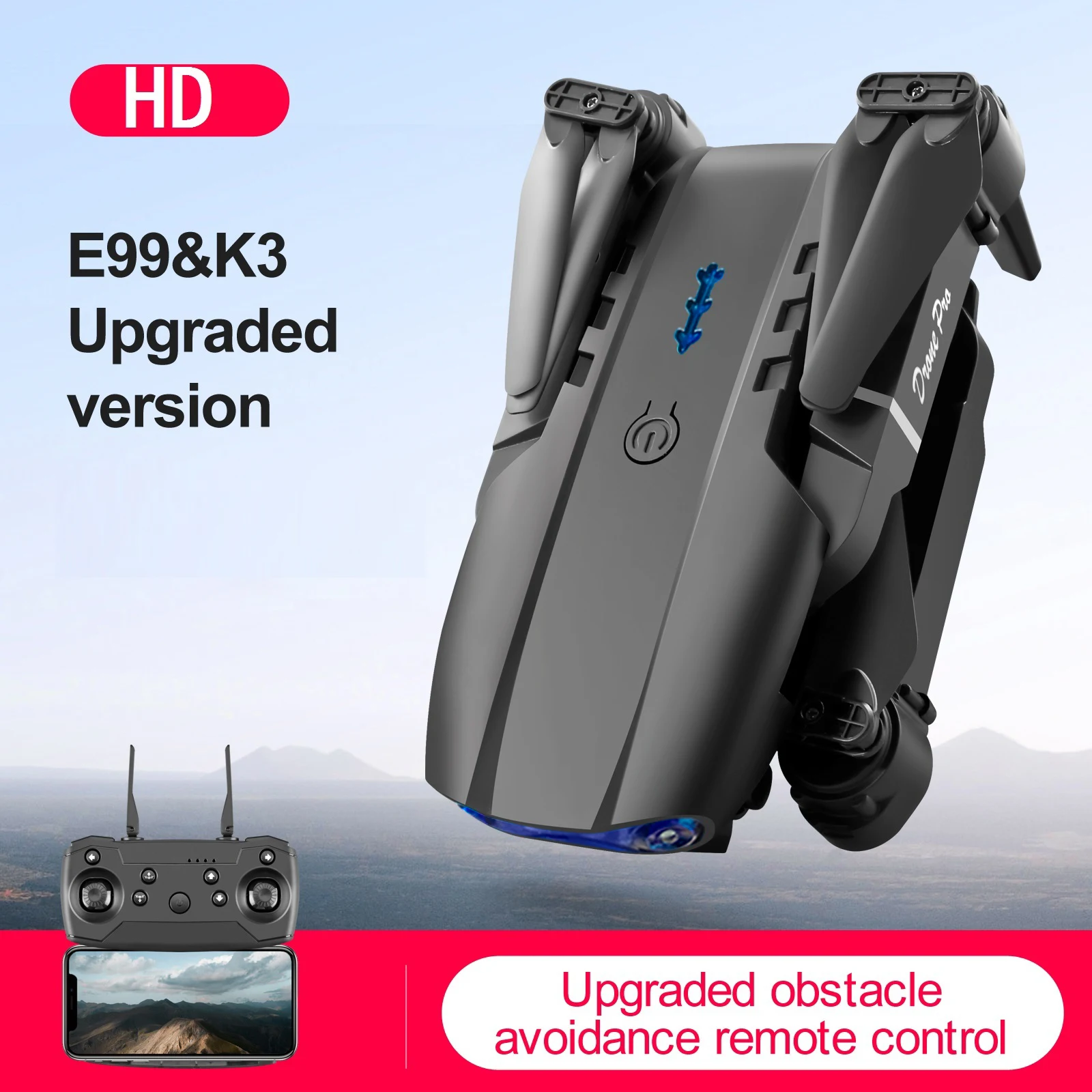 ZNLYRION Drone Toy Dual Camera FPV Drone Optical Flow Hover Foldable RC Quadcopter APP Path Flight Beginner Drone Toy