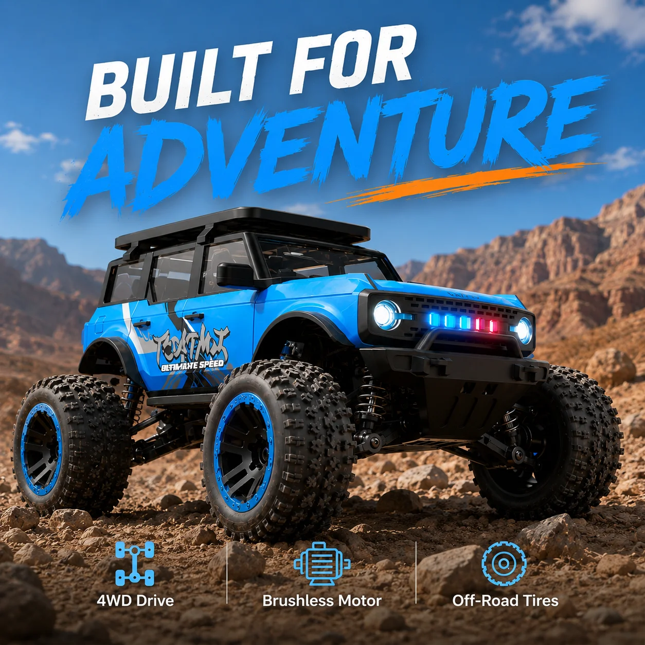 ZNLYRION SG201MAX PRO RC Monster Truck 4WD Brushless 1:20 Scale 55KM/H 2.4G Remote Control Off-Road Car with LED Lights for Boys and Adults