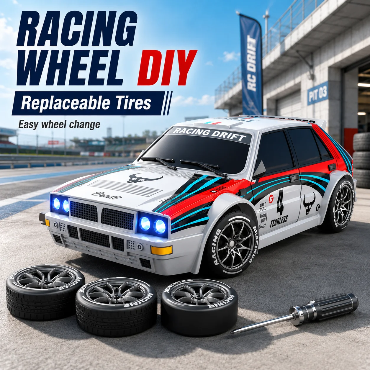 ZNLYRION 204PRO 1:24 4WD RC Drift Car 20KM/H High Speed 2.4G Remote Control Racing Car With 2 Sets Tires Front&Rear LED Lights 2 Speed Mode Hobby RC Vehicle