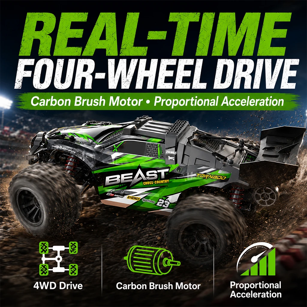 ZNLYRION 1:18 4WD RC Buggy Car 35KM/H High Speed Off Road RC Truck With Metal Chassis Head-up Wheel LED Headlight 2.4G Remote Control Hobby Toy Vehicle