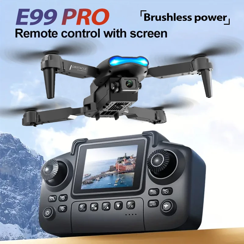 ZNLYRION E99 PRO RC Drone with Screen Remote Control 4K Dual Camera Optical Flow Positioning Obstacle Avoidance Foldable FPV WIFI APP Control One Key Return 360° Flip Quadcopter Toy for Beginners