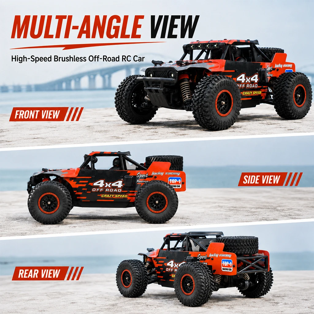 ZNLYRION RC Monster Truck SG202MAX Scale1:16 Truck 4WD Brushless 55KM/H 2.4G Remote Control Off-Road Car with LED Lights for Boys Adults