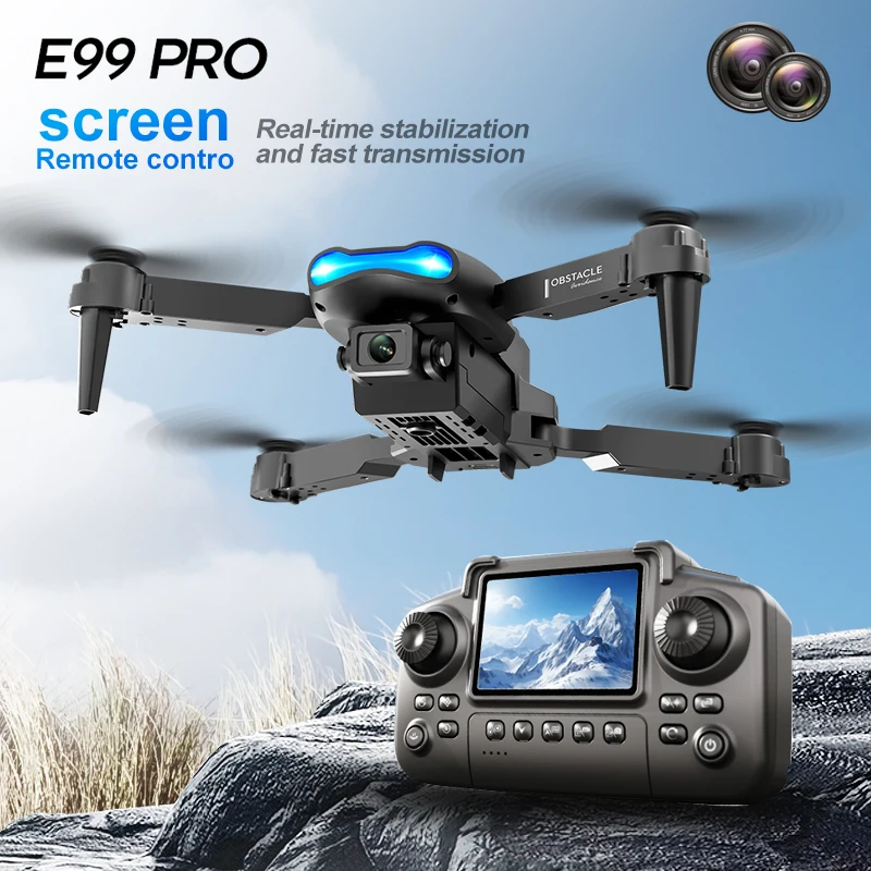ZNLYRION RC Drone 4K Dual Camera E99 PRO Optical Flow Obstacle Avoidance Foldable FPV Quadcopter Toy for Beginners