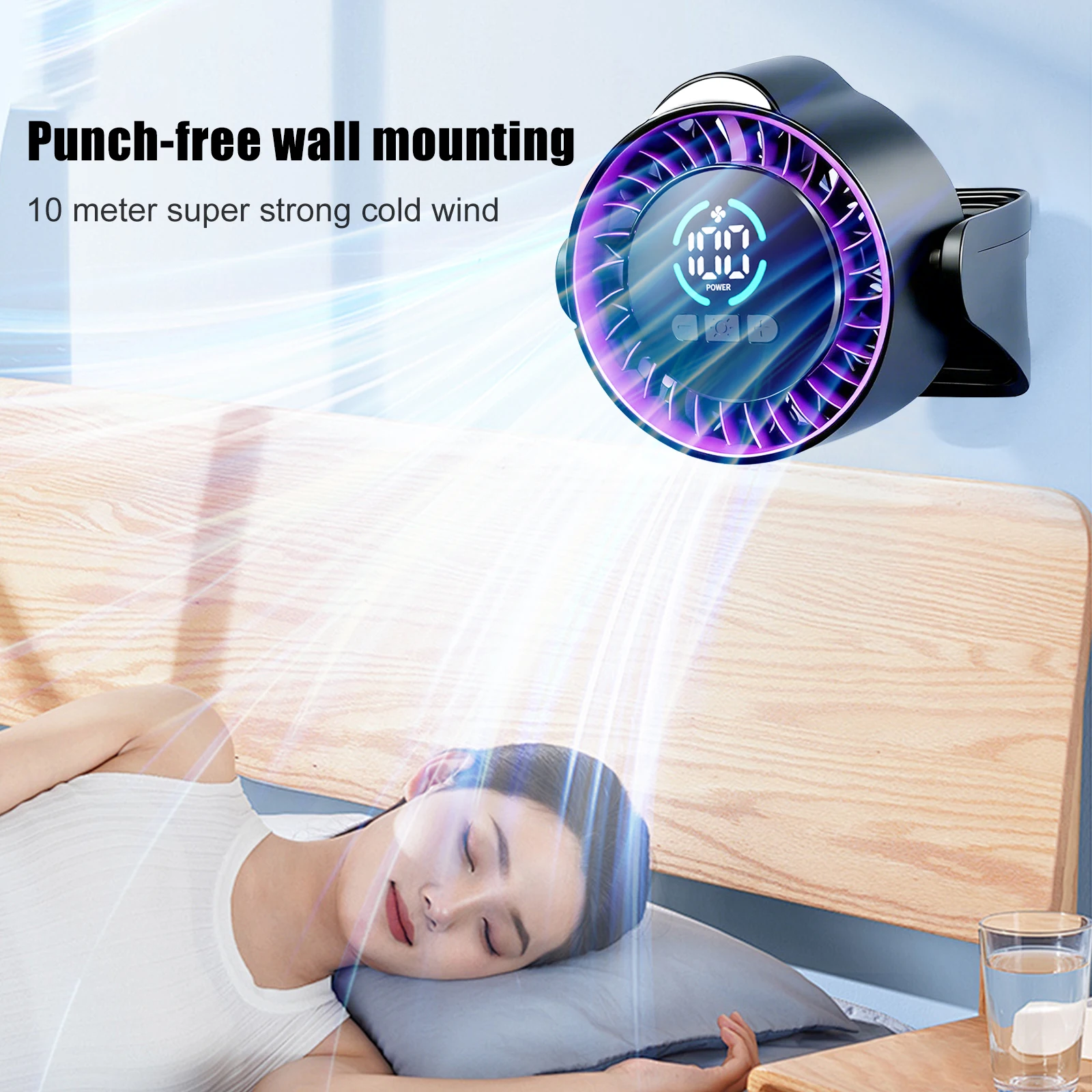 ZNLYRION Portable Silent Desktop Air Circulator Fan Rechargeable Battery Operated Small Cooling Fan with LED Night Light