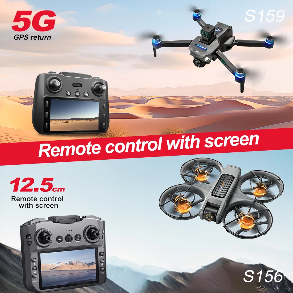 ZNLYRION S156 Brushless Drone with 4.5-inch Screen Remote 720P HD Camera 360° Protection Optical Flow Hover 15Mins Flight RC Quadcopter