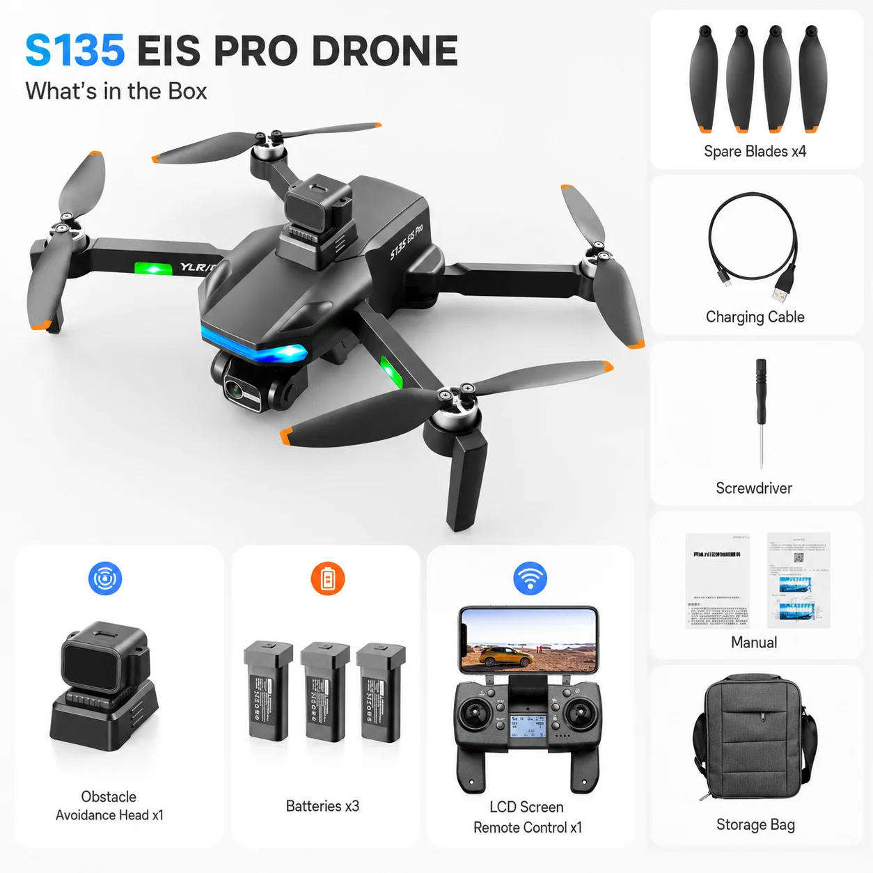 ZNLYRION S135 EIS PRO Professional Drone with GPS 8K Camera 360° Obstacle Avoidance and 5G Image Transmission