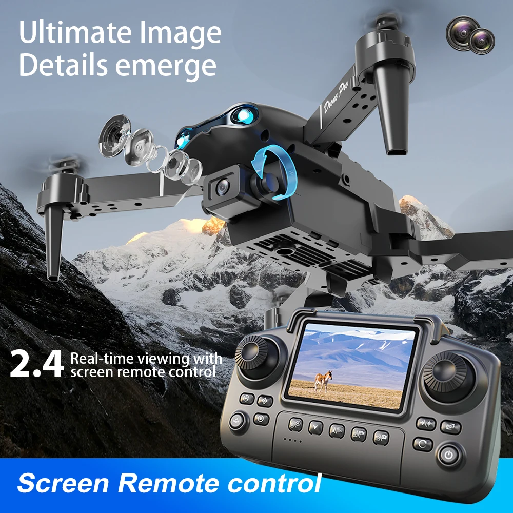 ZNLYRION E99 PRO RC Drone with Screen Remote Control 4K Dual Camera Optical Flow Positioning Obstacle Avoidance Foldable FPV WIFI APP Control One Key Return 360° Flip Quadcopter Toy for Beginners