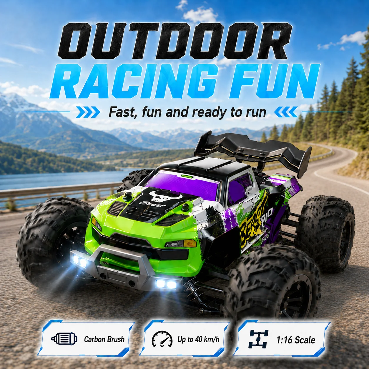 ZNLYRION RC Off-Road Monster Truck Buggy 1:16 4 Wheel Drive SG116MAX PRO Vehicle Optional Brushless Motor Anti-Slip Tire Remote Control Racing Truck