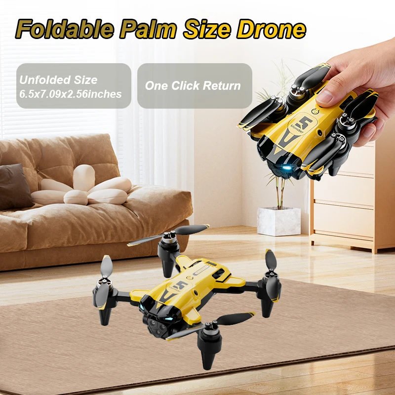 ZNLYRION Mini Drone M5 Brushless8K Three Cameras Optical Flow Hover Foldable FPV RC Quadcopter Obstacle Avoidance Drone Toy