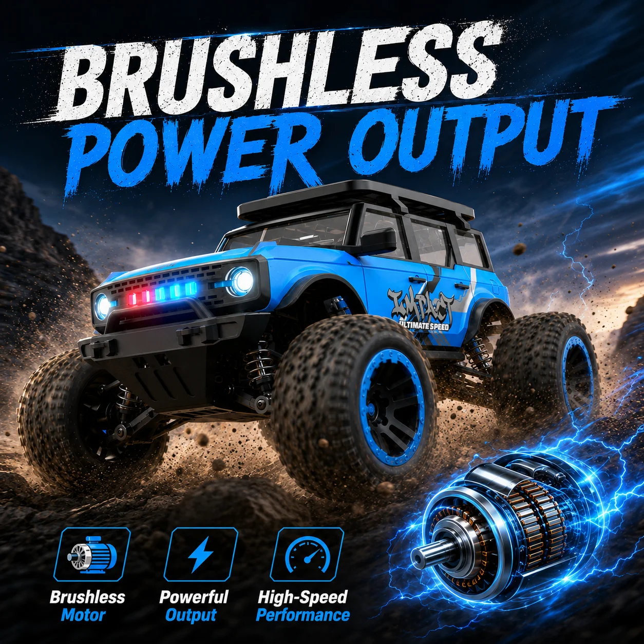 ZNLYRION SG201MAX PRO RC Monster Truck 4WD Brushless 1:20 Scale 55KM/H 2.4G Remote Control Off-Road Car with LED Lights for Boys and Adults