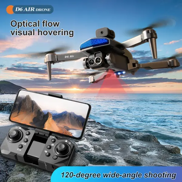 ZNLYRION D6 Air Foldable RC Drone 4K Dual Camera 5-Side Obstacle Avoidance Optical Flow Hover 2.4G WIFI FPV APP Control One Key Return Quadcopter Toy