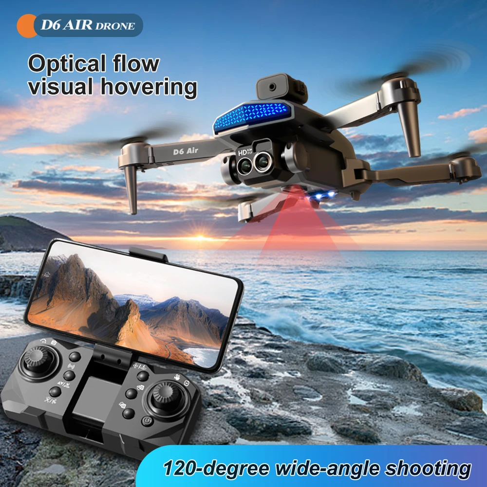 ZNLYRION D6 Air Foldable RC Drone 4K Dual Camera 5-Side Obstacle Avoidance Optical Flow Hover 2.4G WIFI FPV APP Control One Key Return Quadcopter Toy