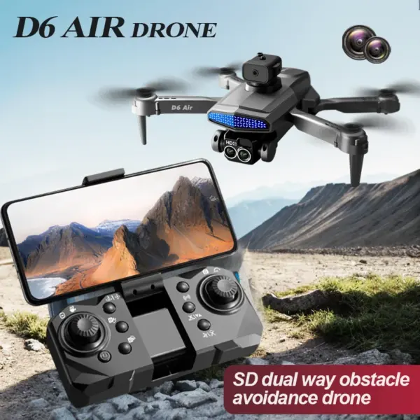 ZNLYRION D6 Air 4K HD Dual Camera Drone with 540° Intelligent Obstacle Avoidance Optical Flow Positioning Foldable RC Quadcopter with LED Light for Beginners