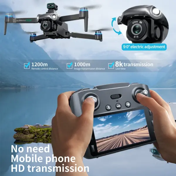 ZNLYRION S159 RC Drone with GPS Screen Remote 8K HD Camera 360° Obstacle Avoidance and Foldable Design