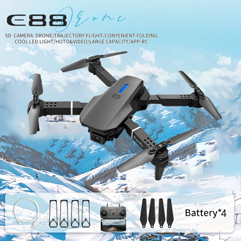 ZNLYRION E88 Pro RC Drone with 4K Dual Camera 15Mins Battery Life Altitude Hold and Foldable Design Perfect for Indoor & Outdoor Use
