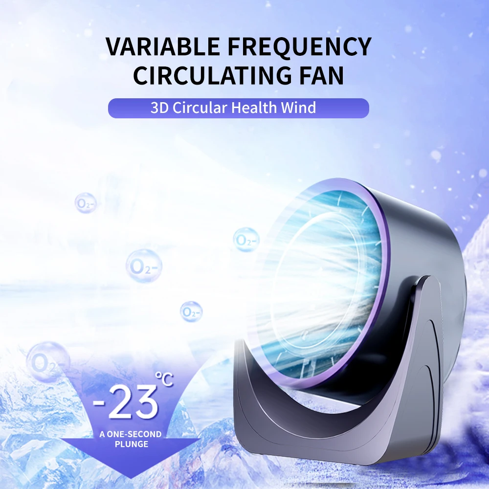 ZNLYRION Portable Silent Desktop Air Circulator Fan Rechargeable Battery Operated Small Cooling Fan with LED Night Light